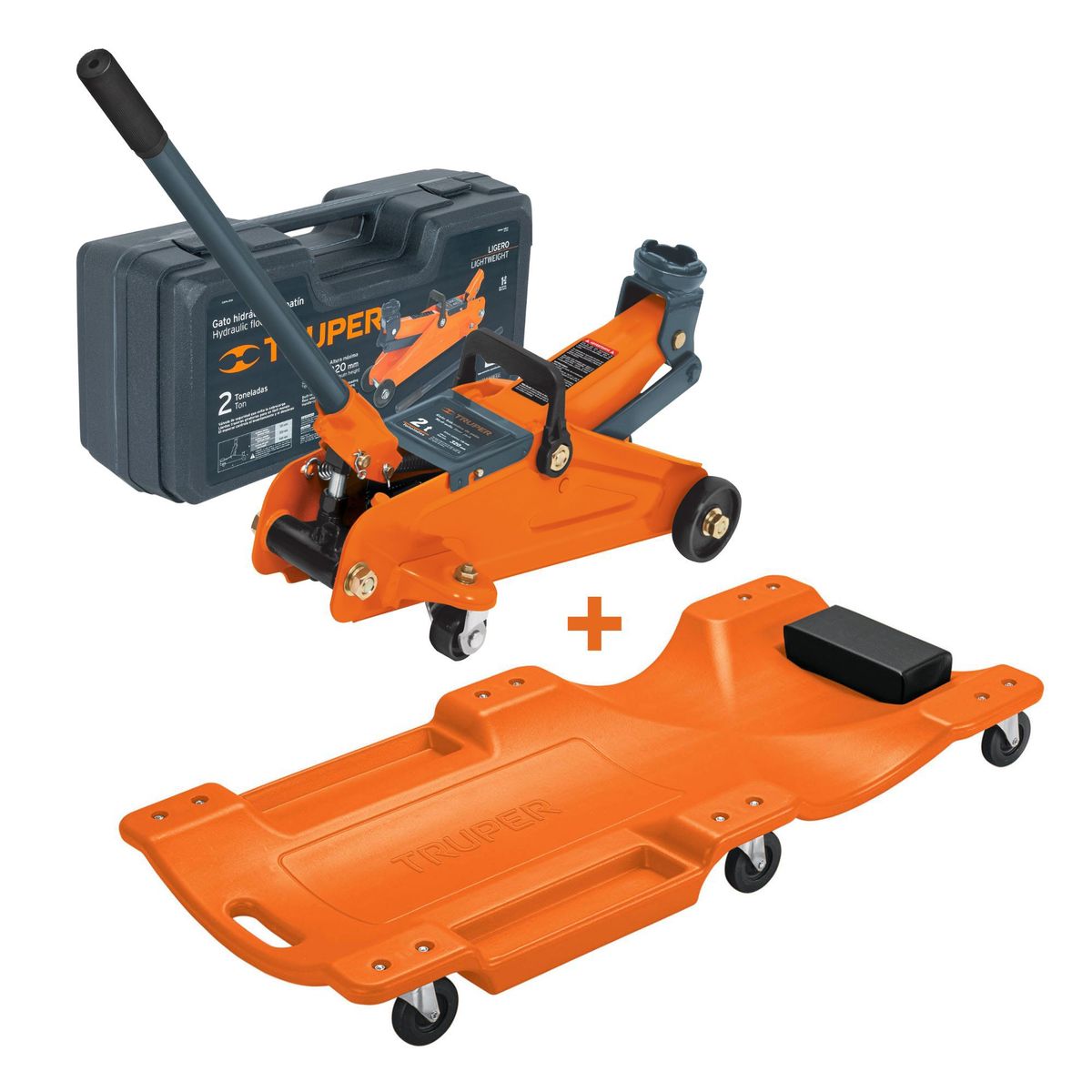 TRUPER - Gata lagarto caimán 2 Toneladas +Cama de mecánico 40" Truper