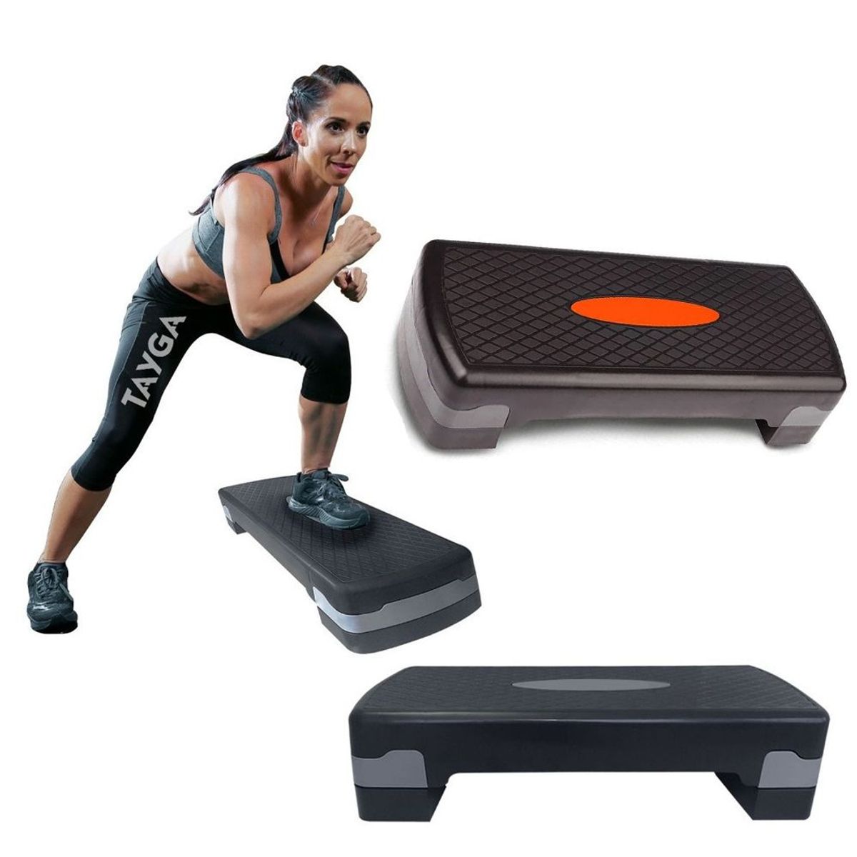 GENERICO - Step aeróbicos 2 niveles antideslizantes faja doble ajuste