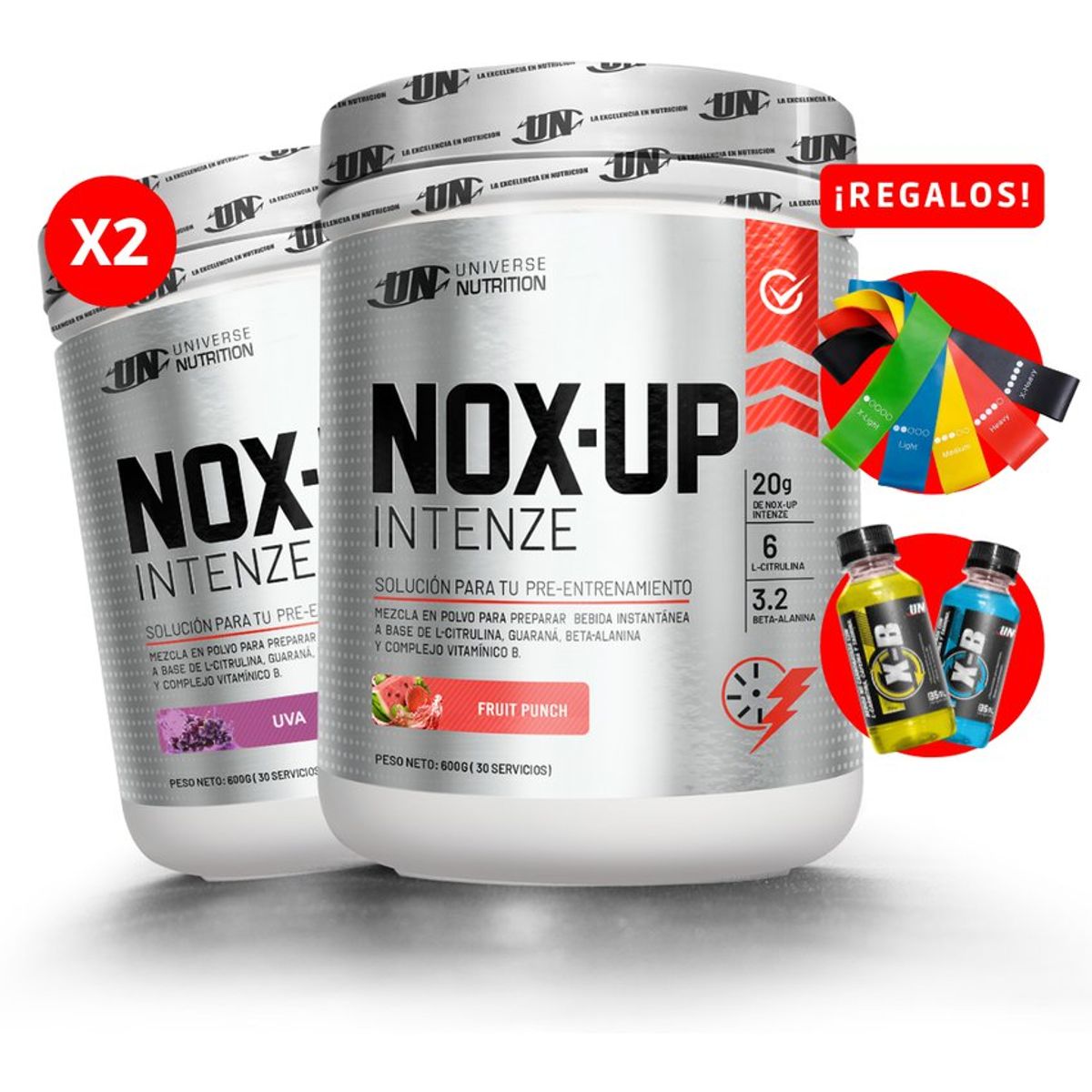 UNIVERSE NUTRITION - 02 nox up intenze 600gr pre entreno un + regalos