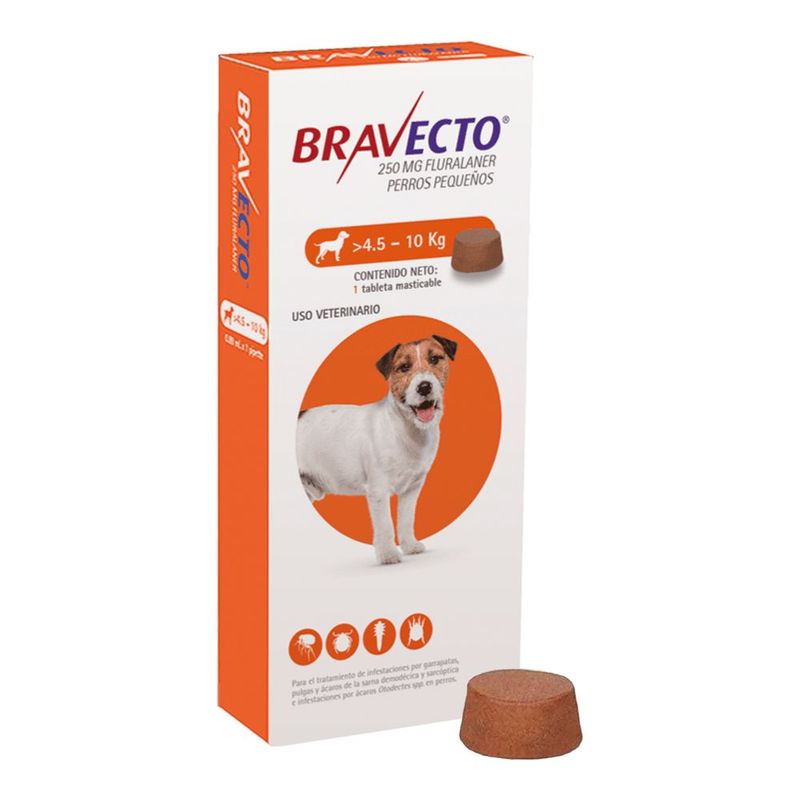 BRAVECTO - Antipulgas para Perros Bravecto desde 4.5kg a 10kg 250mg
