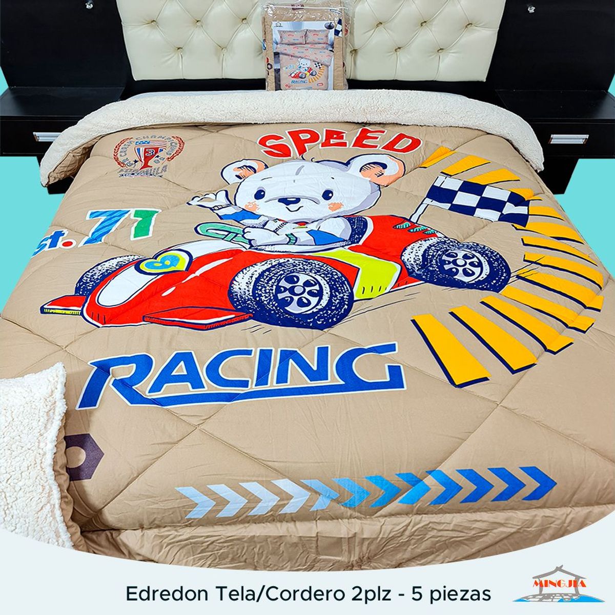 MINGDA - EDREDÓN TELA CON CARNERO OSITO 2PLZ