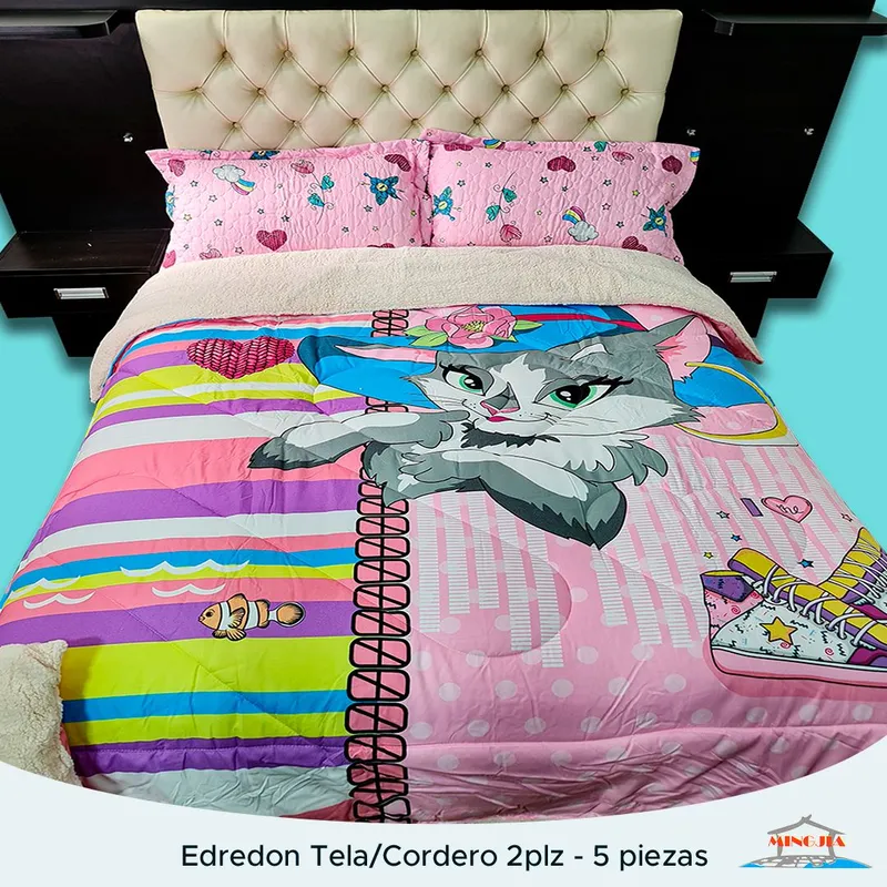 MINGDA - EDREDÓN TELA CON CARNERO GATA FASHION  2PLZ