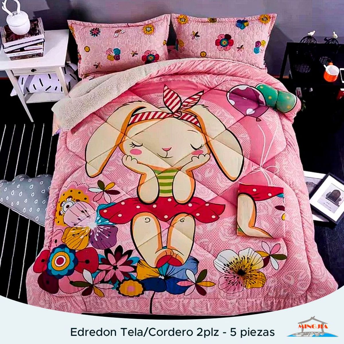 MINGDA - EDREDÓN TELA CON CARNERO CONEJA 2PLZ