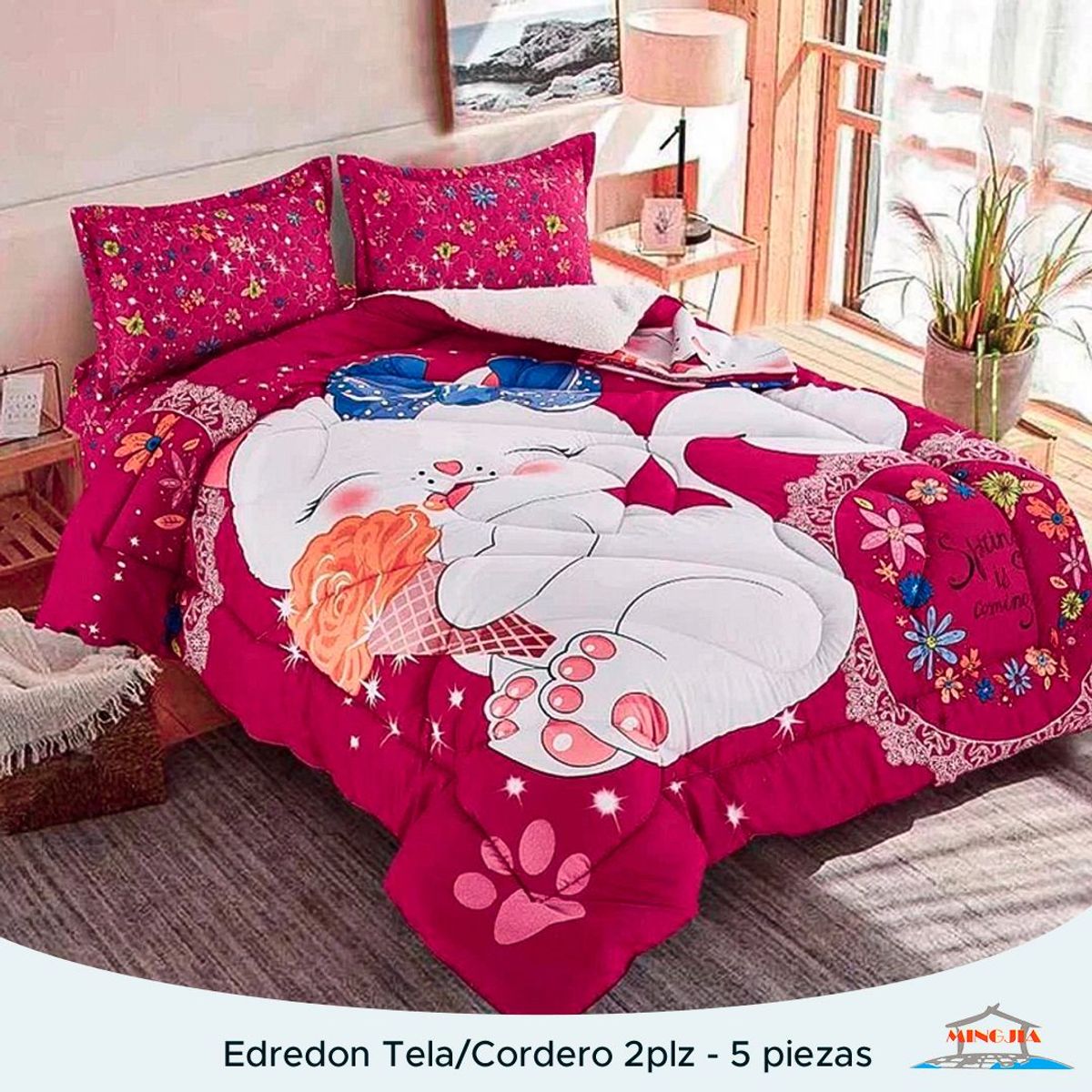 MINGDA - EDREDÓN TELA CON CARNERO GATA ROJA 2PLZ