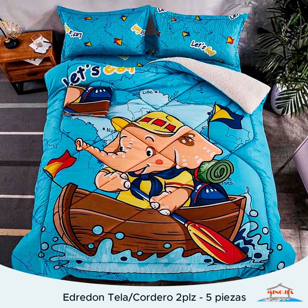 MINGDA - EDREDÓN TELA CON CARNERO ELEFANTITO 2PLZ