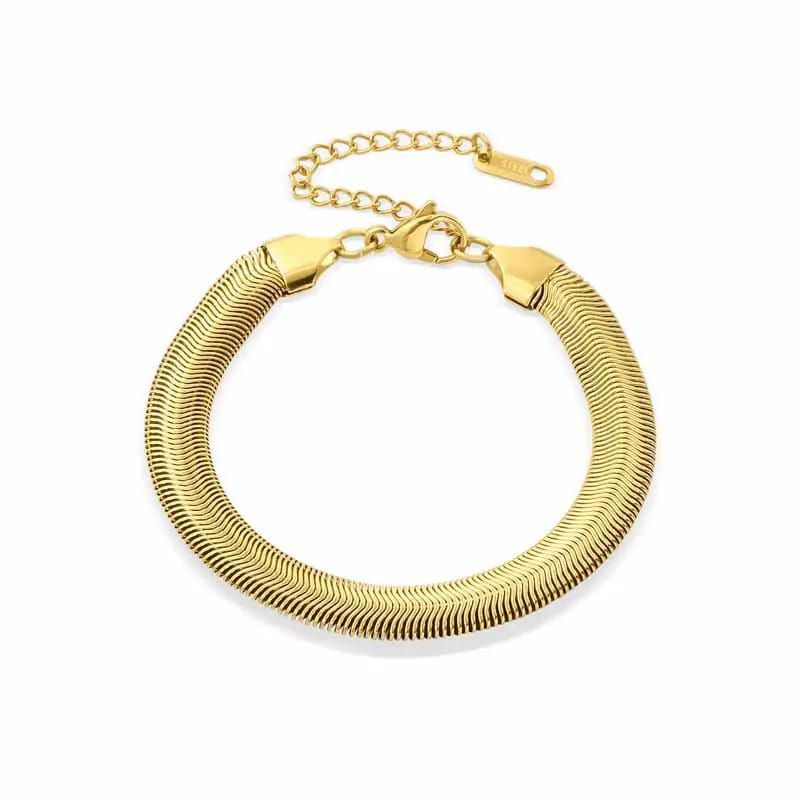 GENERICO - Pulsera Dorada para Mujer Bañada en Oro Modelo Serpiente