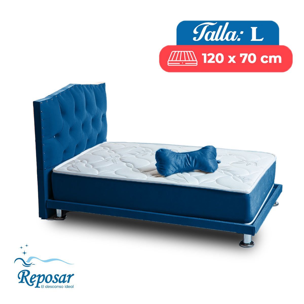 REPOSAR EL DESCANSO IDEAL - Cama Mascota PREMIUM trio L color Azul My Pet