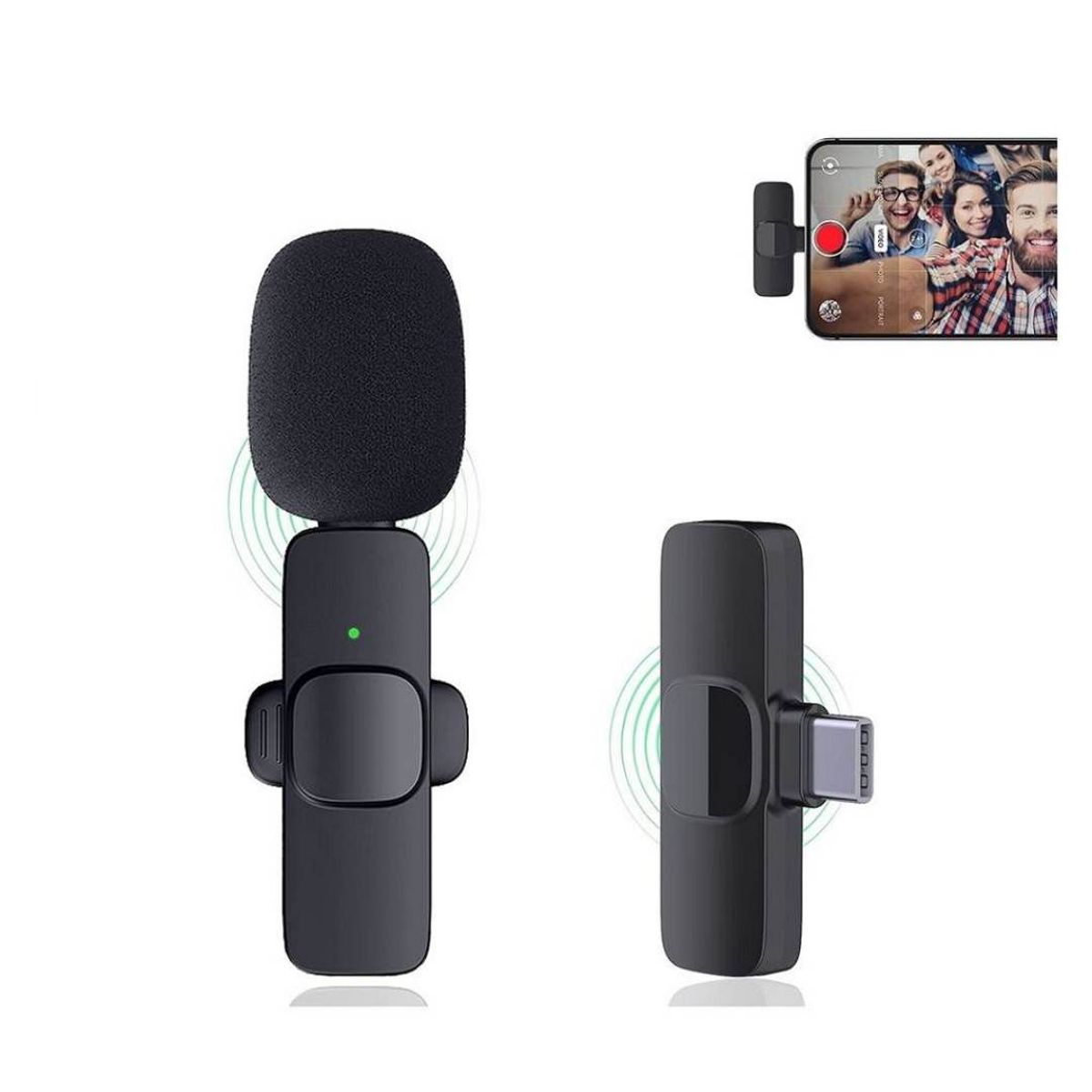 GENERICO - Microfono para Celular de entrada Iphone y Tipo C Inalambrico