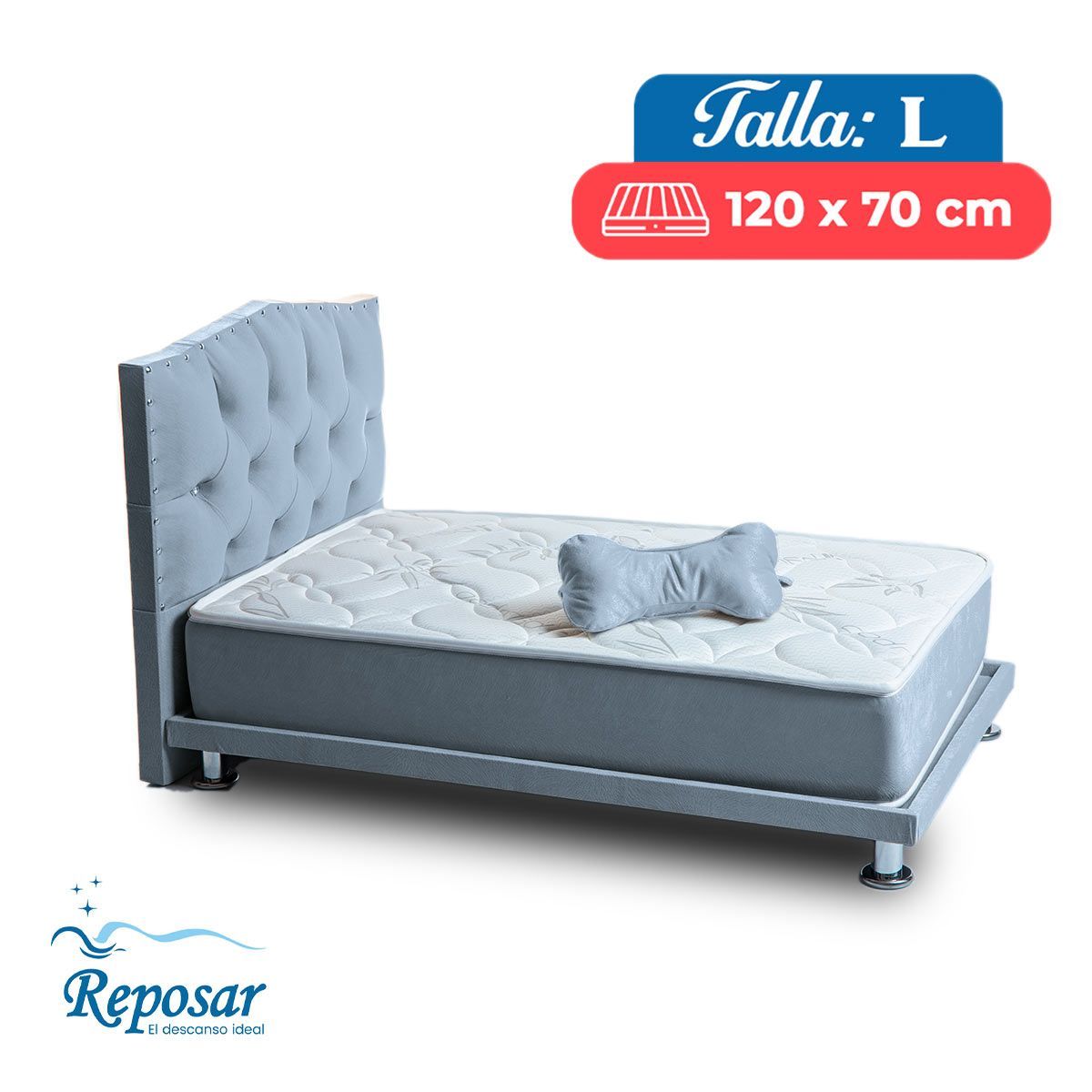 REPOSAR EL DESCANSO IDEAL - Cama Mascota PREMIUM trio L color Platinium My Pet