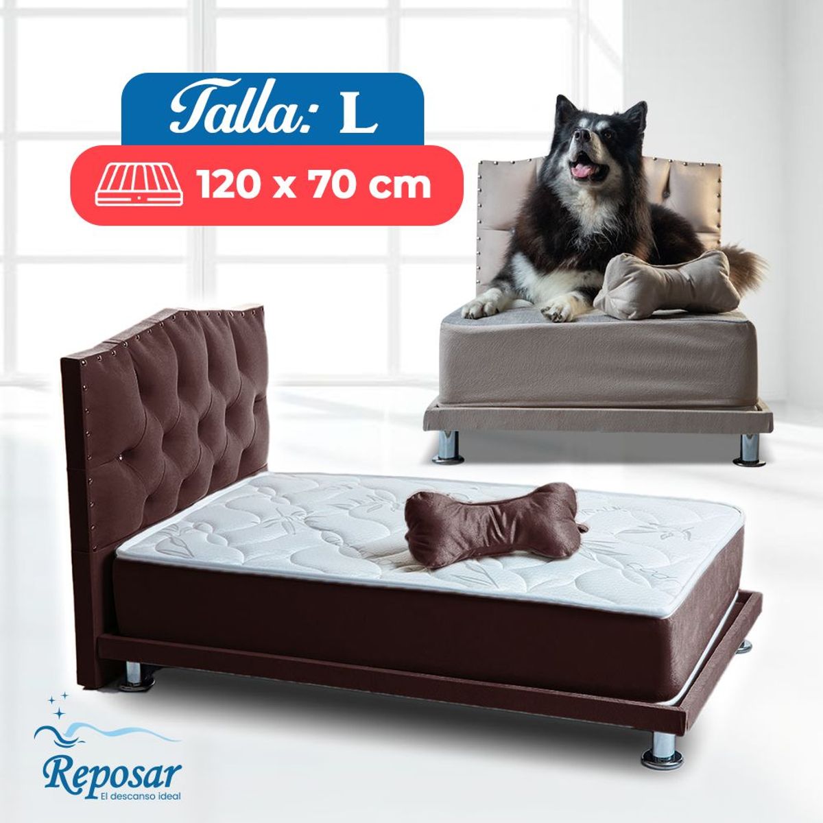 REPOSAR EL DESCANSO IDEAL - Cama Mascota PREMIUM trio L color Marron My Pet