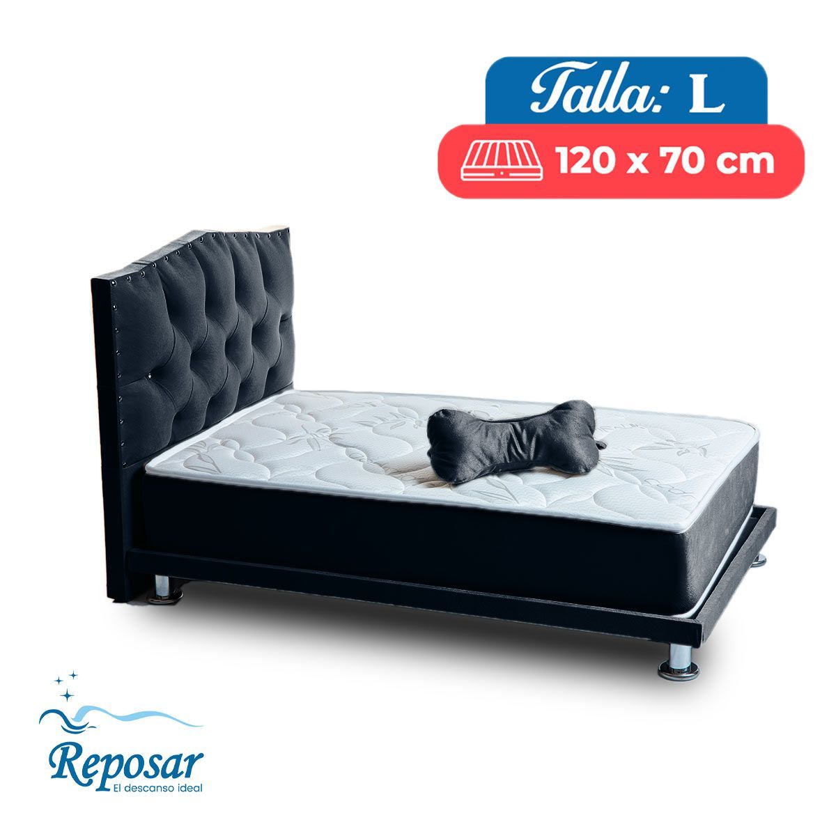 REPOSAR EL DESCANSO IDEAL - Cama Mascota PREMIUM trio L color Negro My Pet