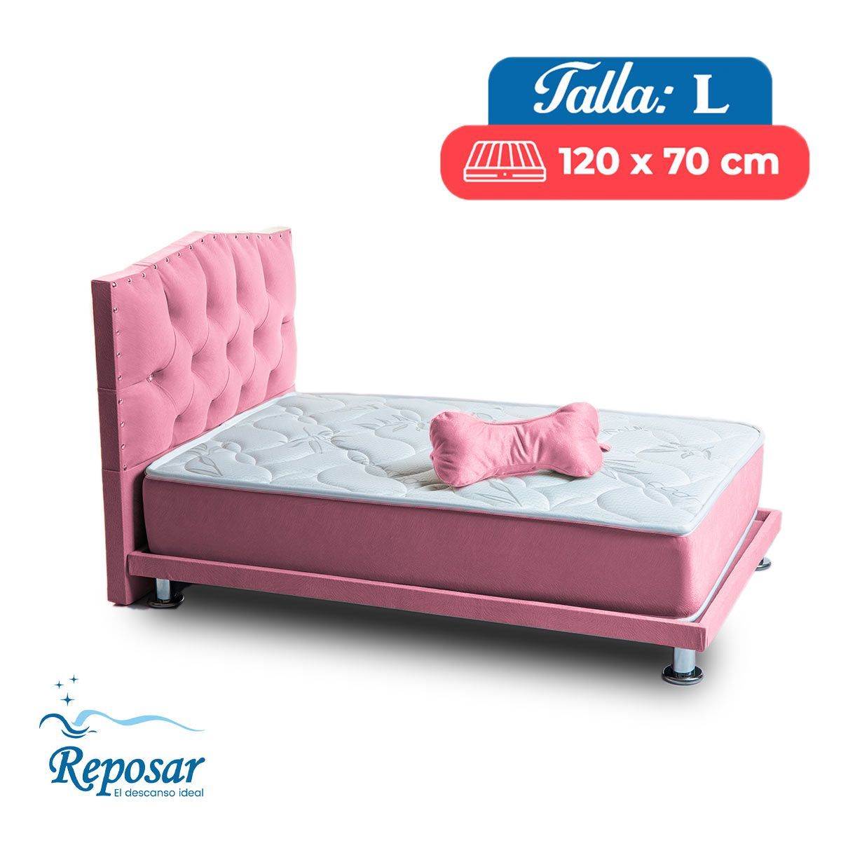 REPOSAR EL DESCANSO IDEAL - Cama Mascota PREMIUM trio L color Rosado My Pet