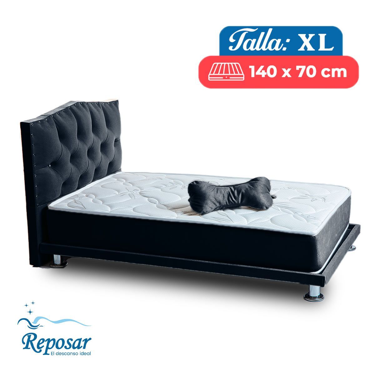 REPOSAR EL DESCANSO IDEAL - Cama Mascota PREMIUM trio XL color Negro My Pet