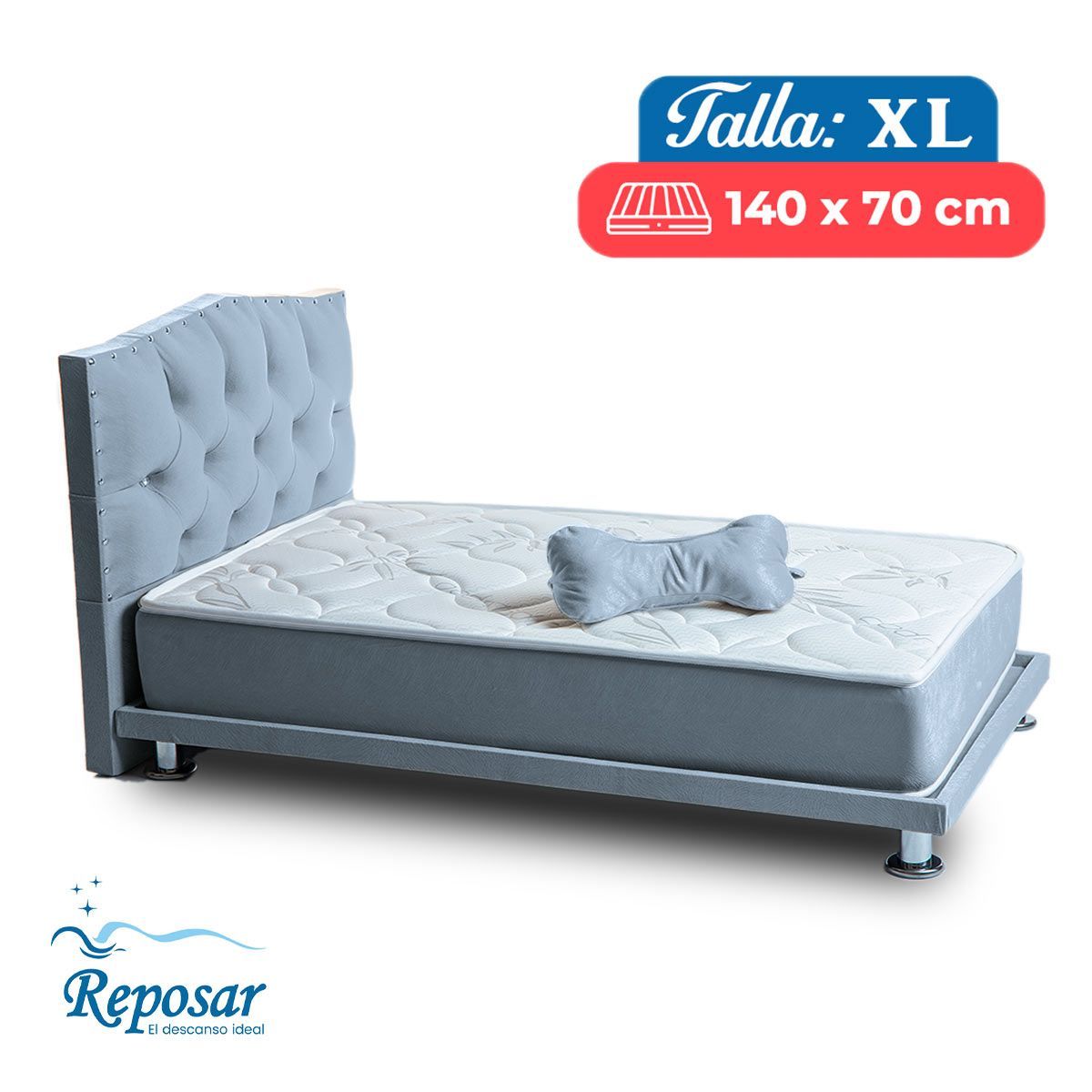 REPOSAR EL DESCANSO IDEAL - Cama Mascota PREMIUM trio XL color Platinium My Pet