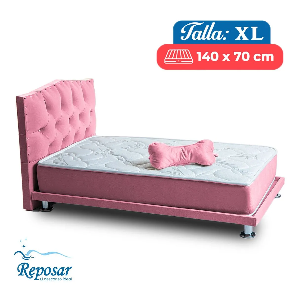 REPOSAR EL DESCANSO IDEAL - Cama Mascota PREMIUM trio XL color Rosado My Pet