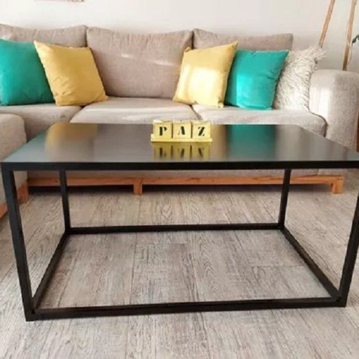 GENERICO - Mesa de centro rectangular negro 80x50x40