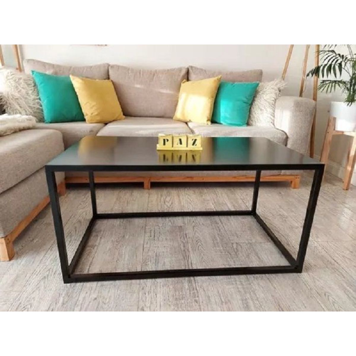 GENERICO - Mesa de centro rectangular negro 80x50x40