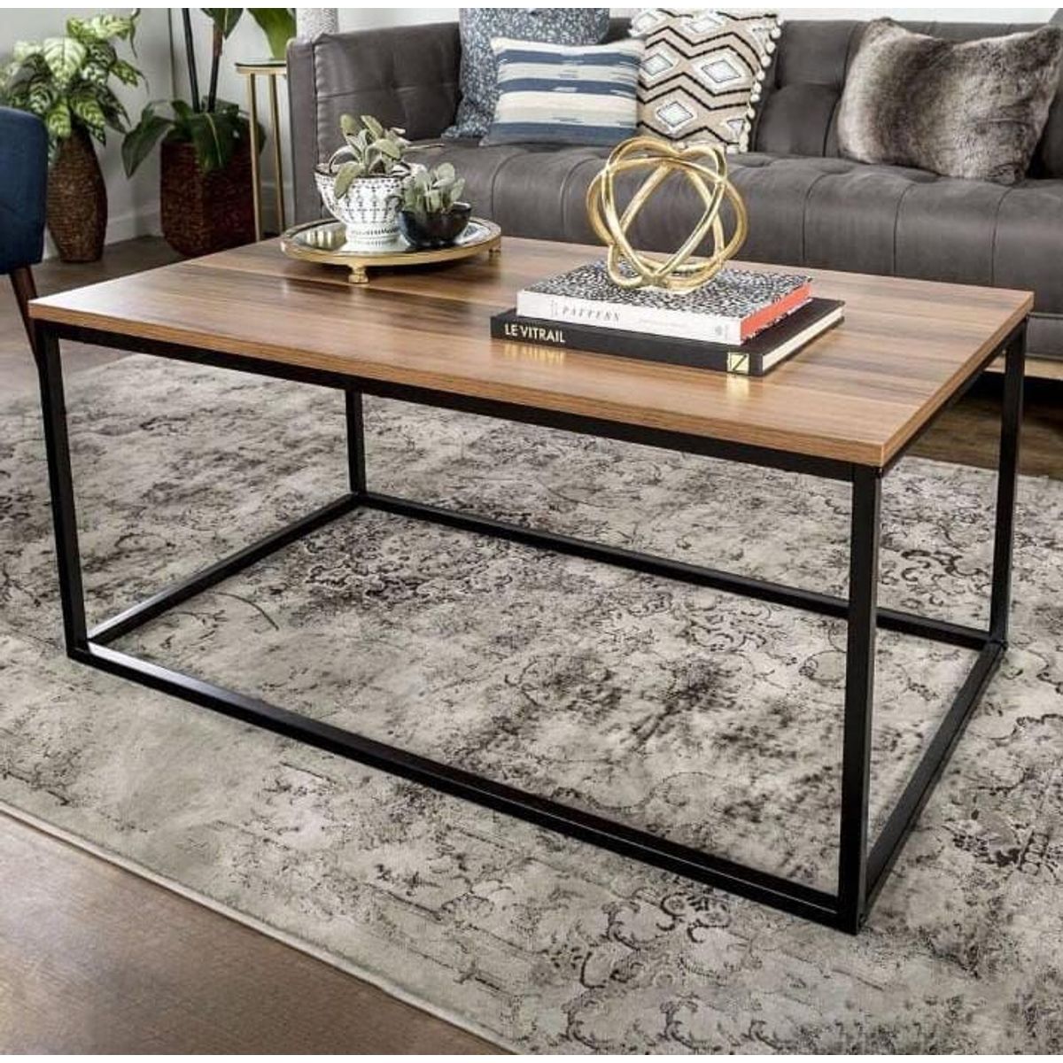 GENERICO - Mesa de centro rectangular marrón 100x50x40