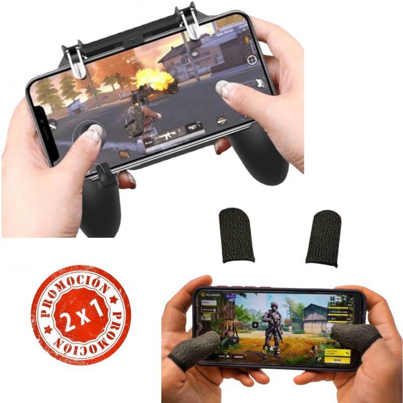 OEM - Combo Gamepad 2 en 1 Gatillo Grip PUBG + Dedales Fornite FREE FIRE
