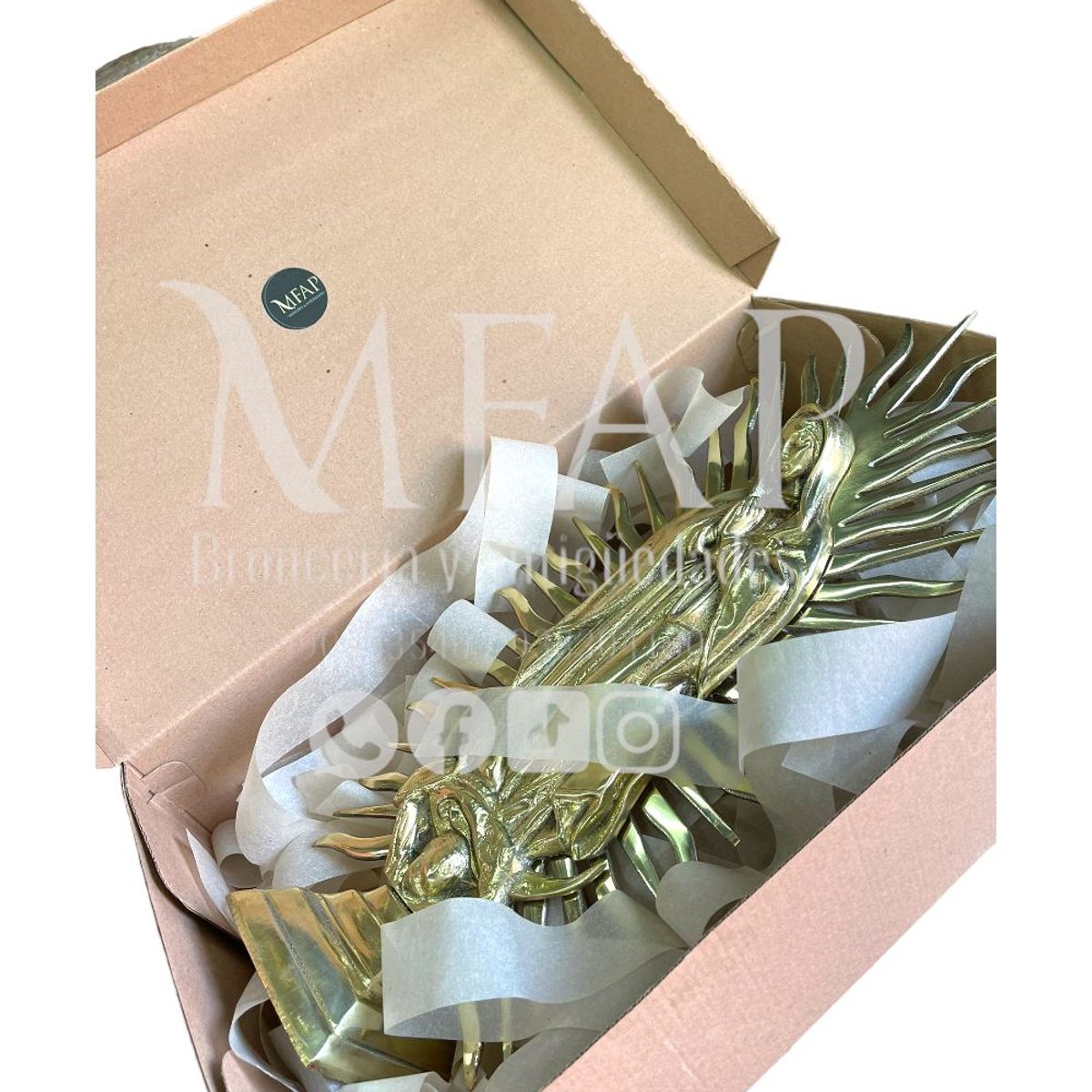 MFAP BRONCERIA Y ANTIGUEDADES - Virgen de Guadalupe grande en bronce 45cm