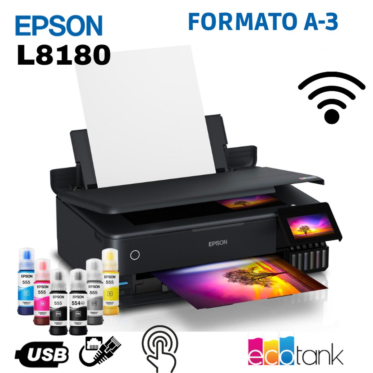 EPSON - Impresora Fotografica Multifuncional Epson L8180 A3 Wifi