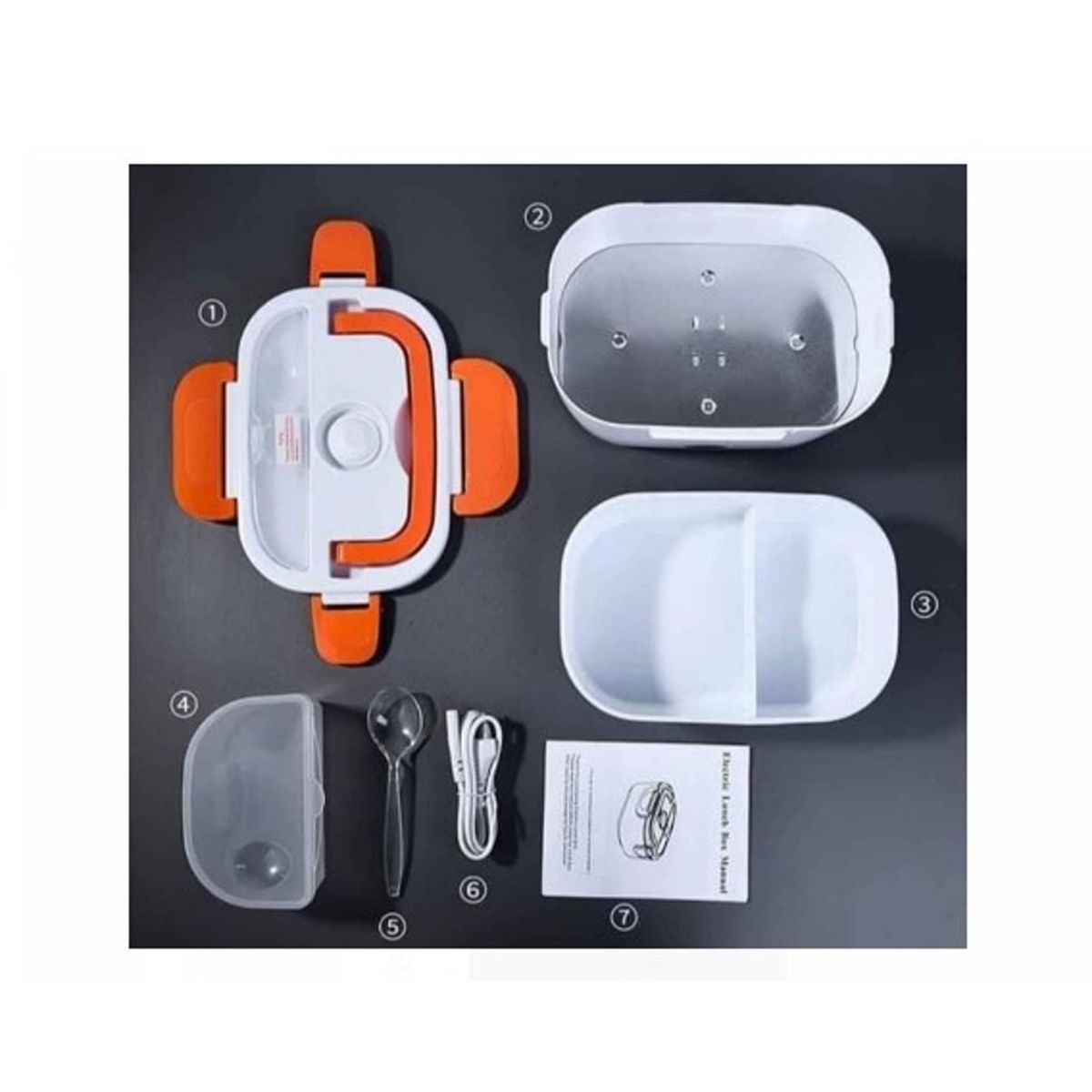 GENERICO - Lonchera electrica portatil  naranja+ cucharita de Calidad