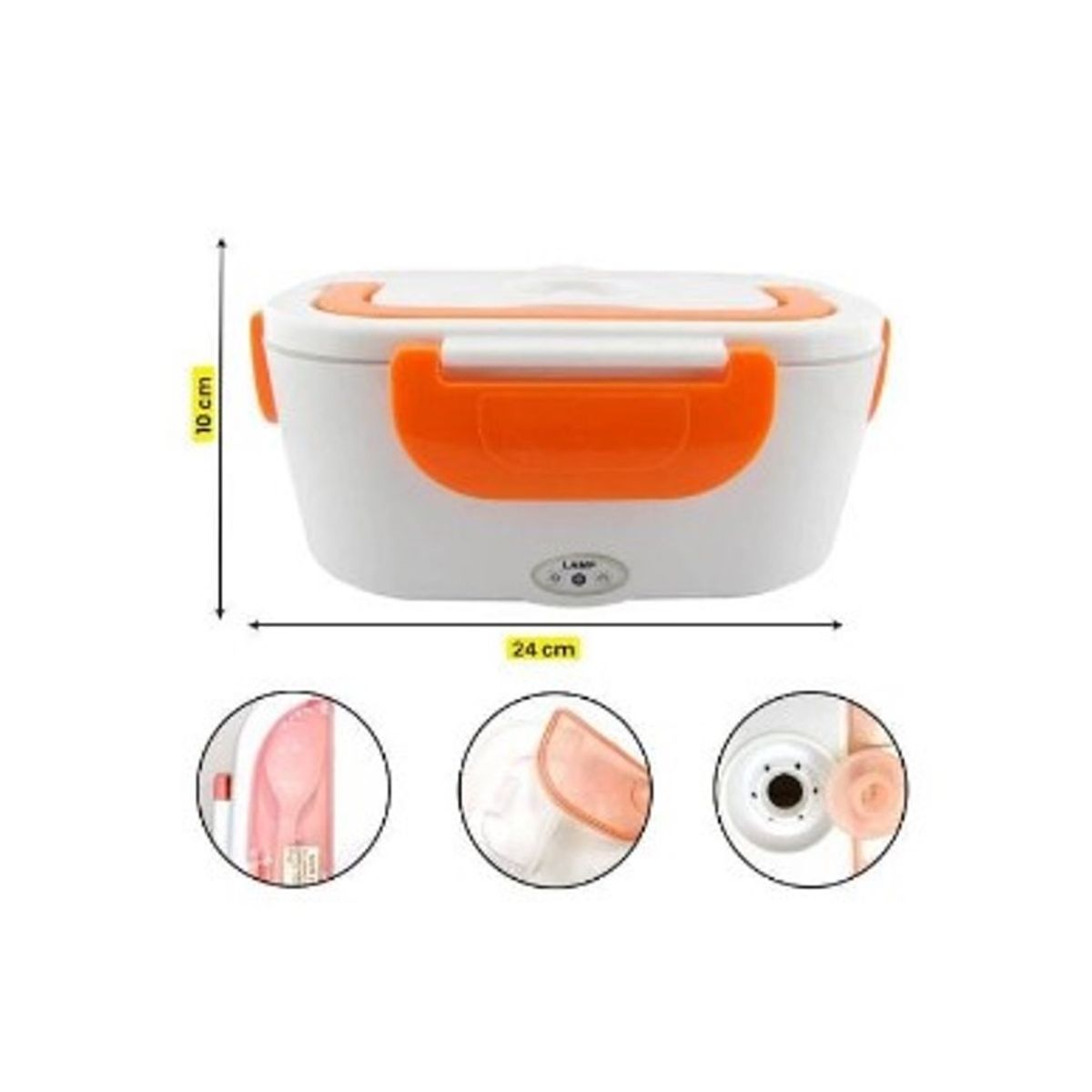 GENERICO - Lonchera electrica portatil  naranja+ cucharita de Calidad