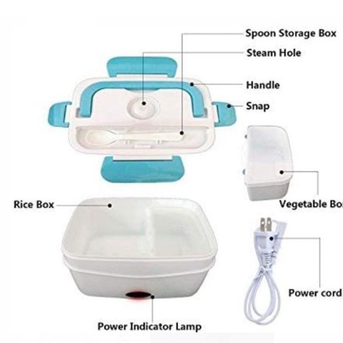 GENERICO - Lonchera electrica portatil turquesa Cucharita de calidad