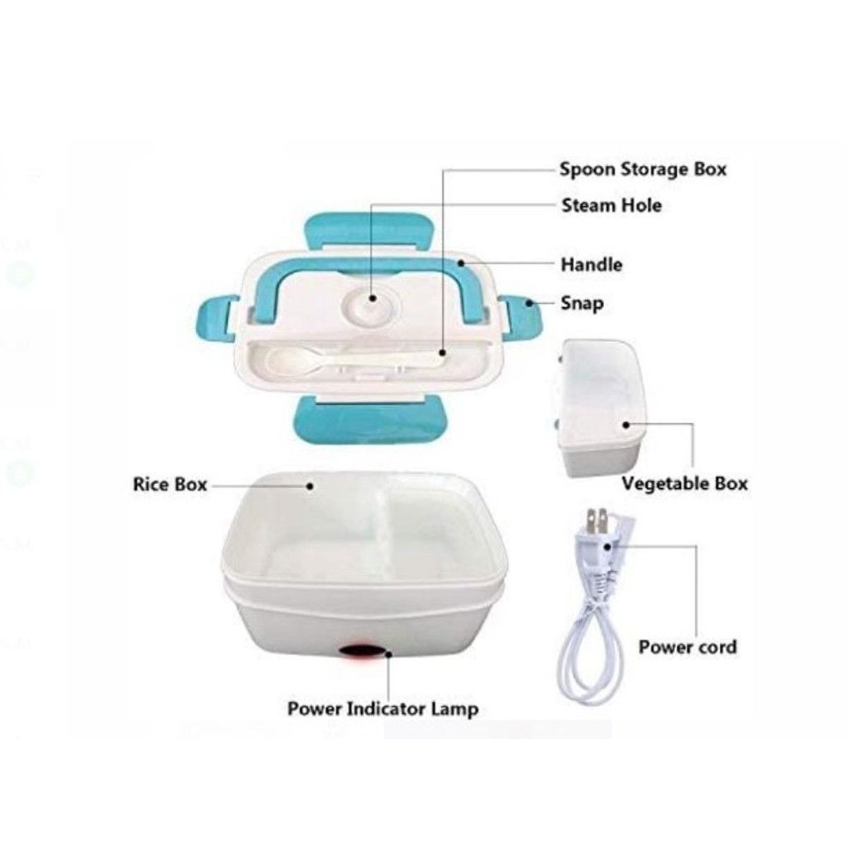 GENERICO - Lonchera electrica portatil turquesa Cucharita de calidad