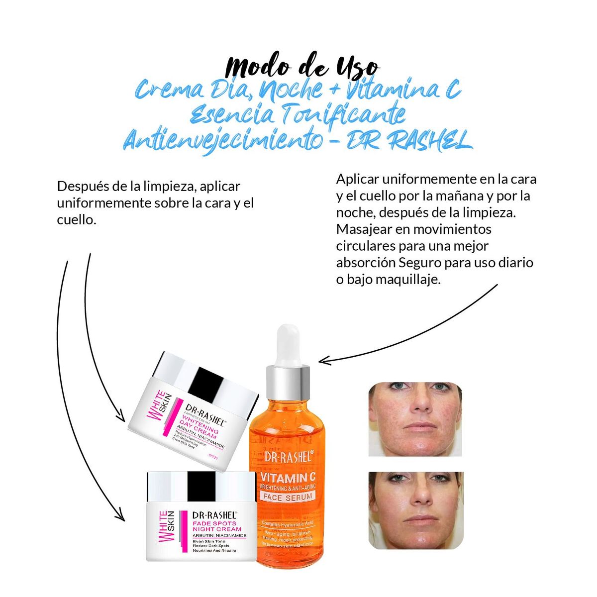 GENERICO - DR RASHEL Crema Día Noche y Dr Rashel Vitamina C Esencia tonificante antienvejecimiento