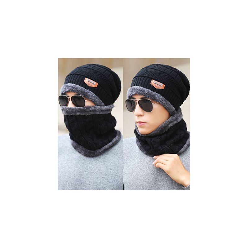 GENERICO - Gorro con cuellera unisex con forro de peluche antialérgico chullo