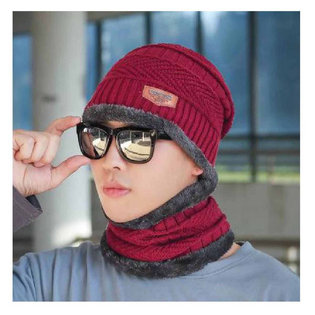 GENERICO - Gorro con cuellera unisex con forro de peluche antialérgico chullo