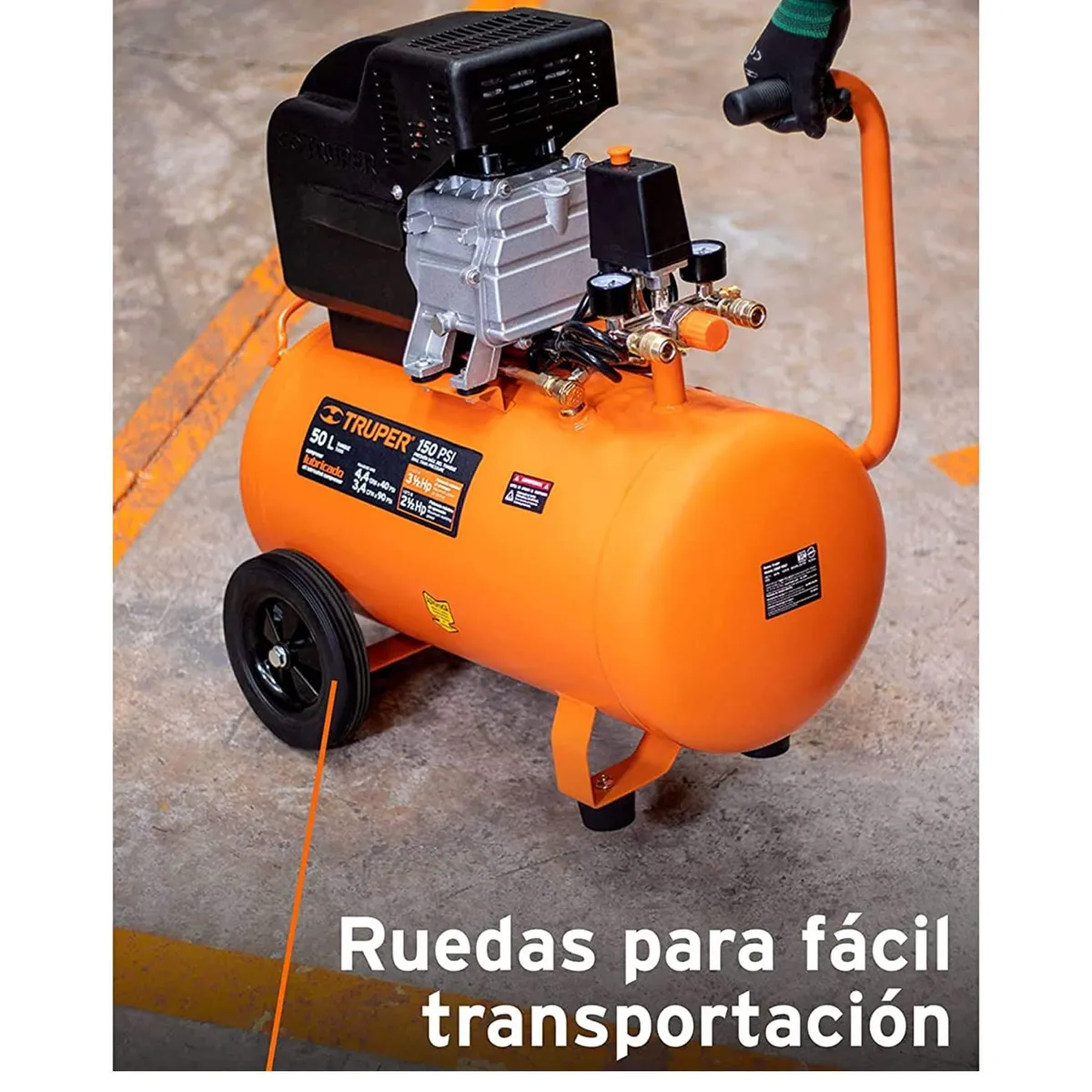 TRUPER - kit compresora de Aire 25Lt, escalera 2 peldaños, manguera y  pistola