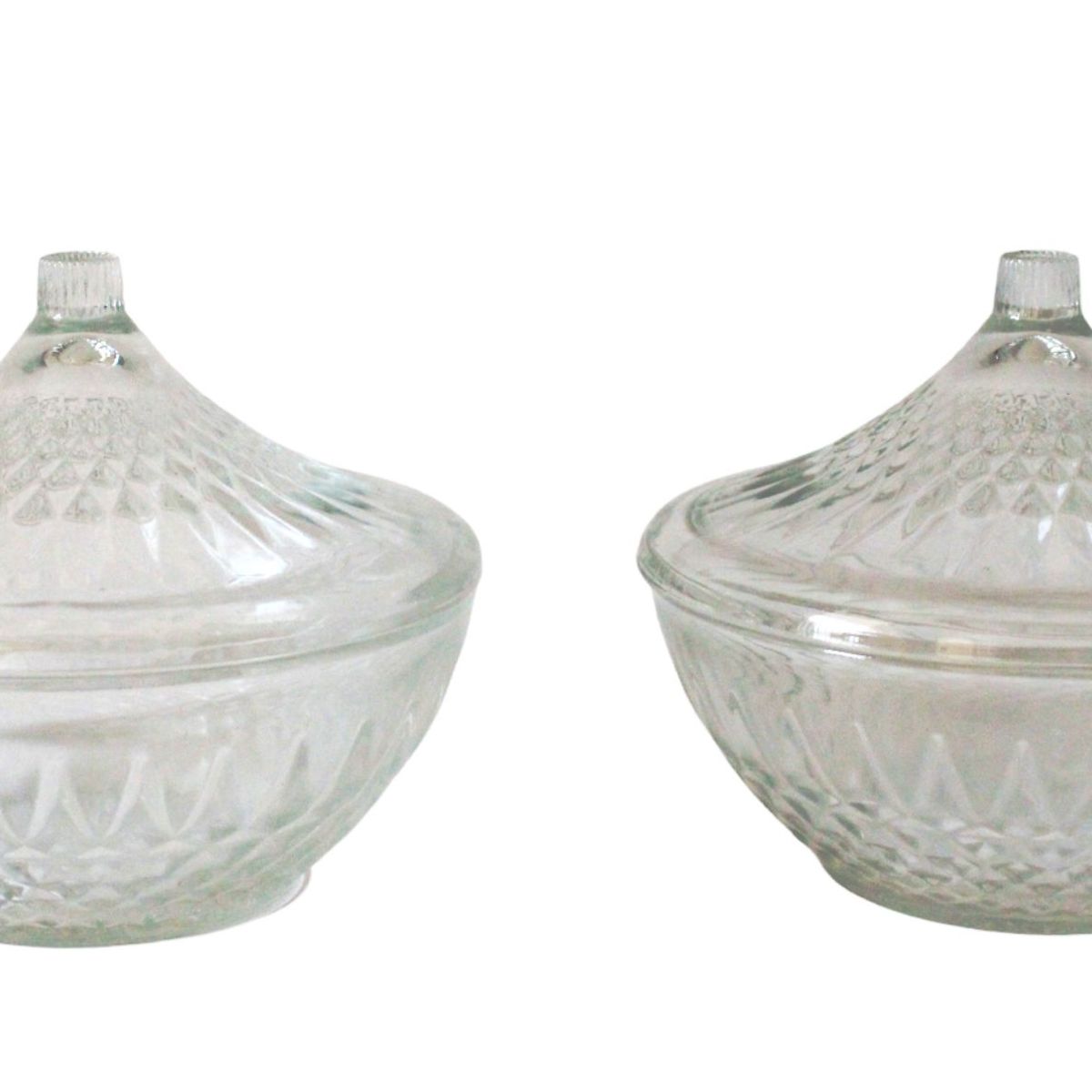 GENERICO - Juego de 2 Bomboneras de Vidrio con Tapa - Capacidad 300 gr