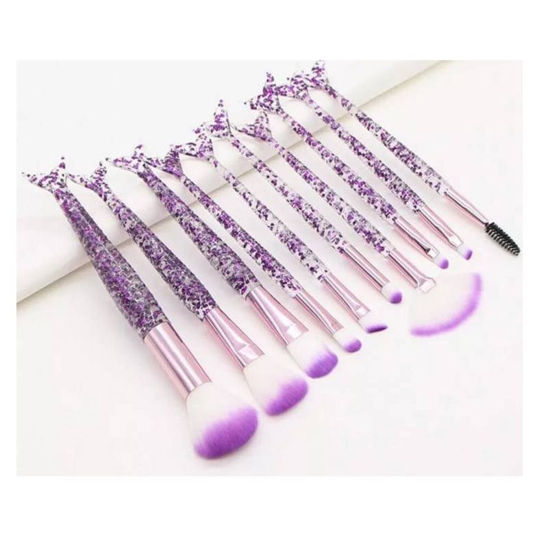 Set de brochas para maquillaje sirena con estuche GENERICO