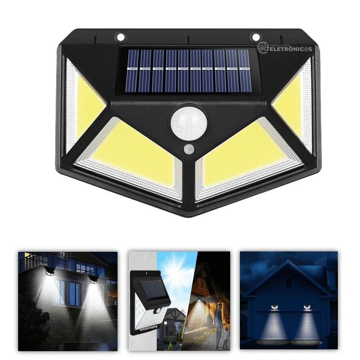 OEM - Reflector Solar 100LEDs Lampara de Pared Recargable Exteriores