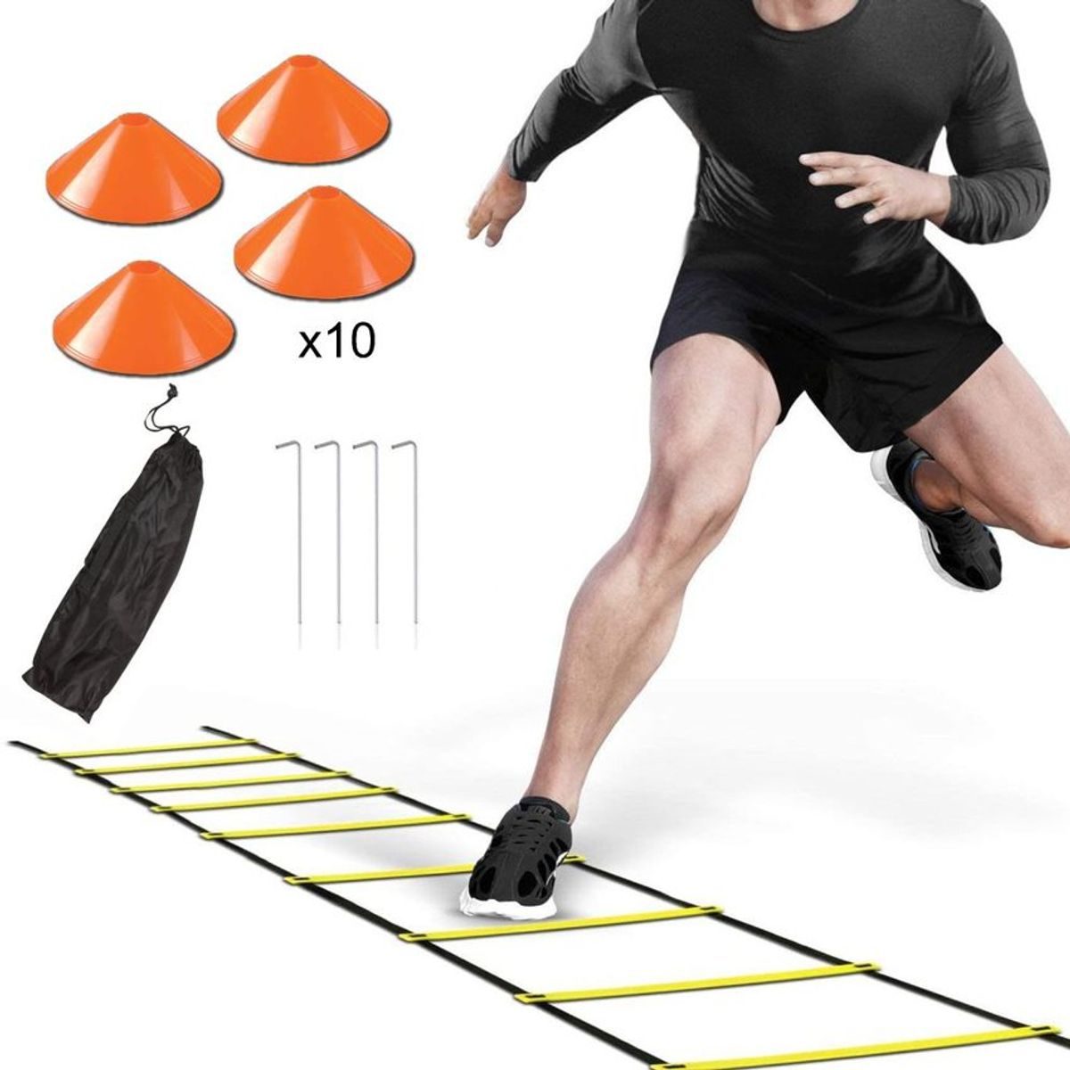 RUNNING SPORT PERU - Escalera de Agilidad 12 pasos c/ Conos Tortuga