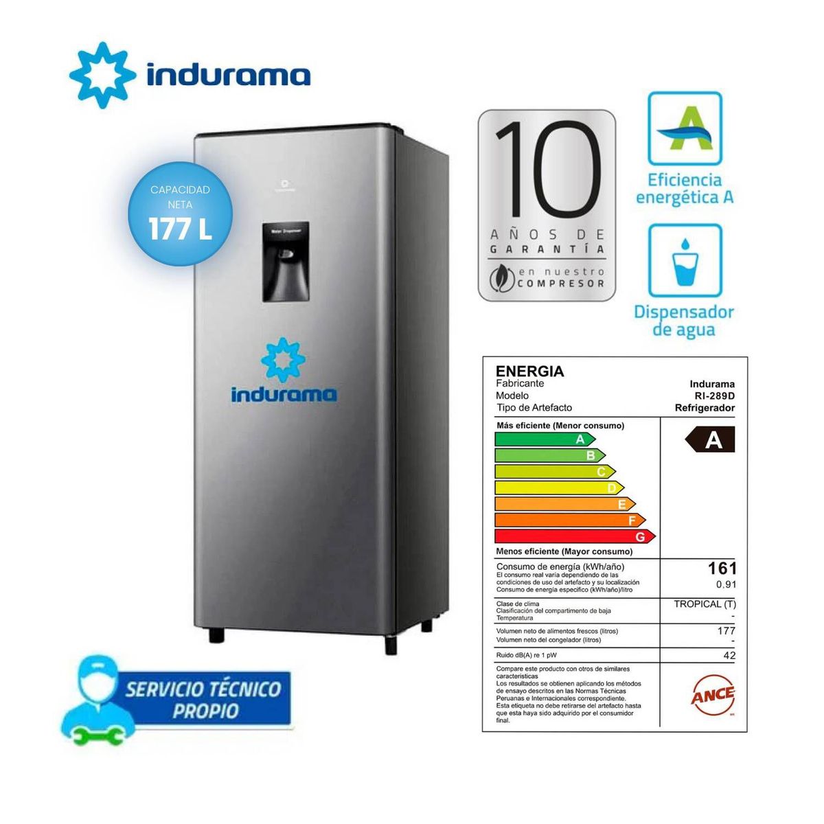 INDURAMA - Refrigeradora Indurama RI-289D AutoFrost 177 Litros Croma