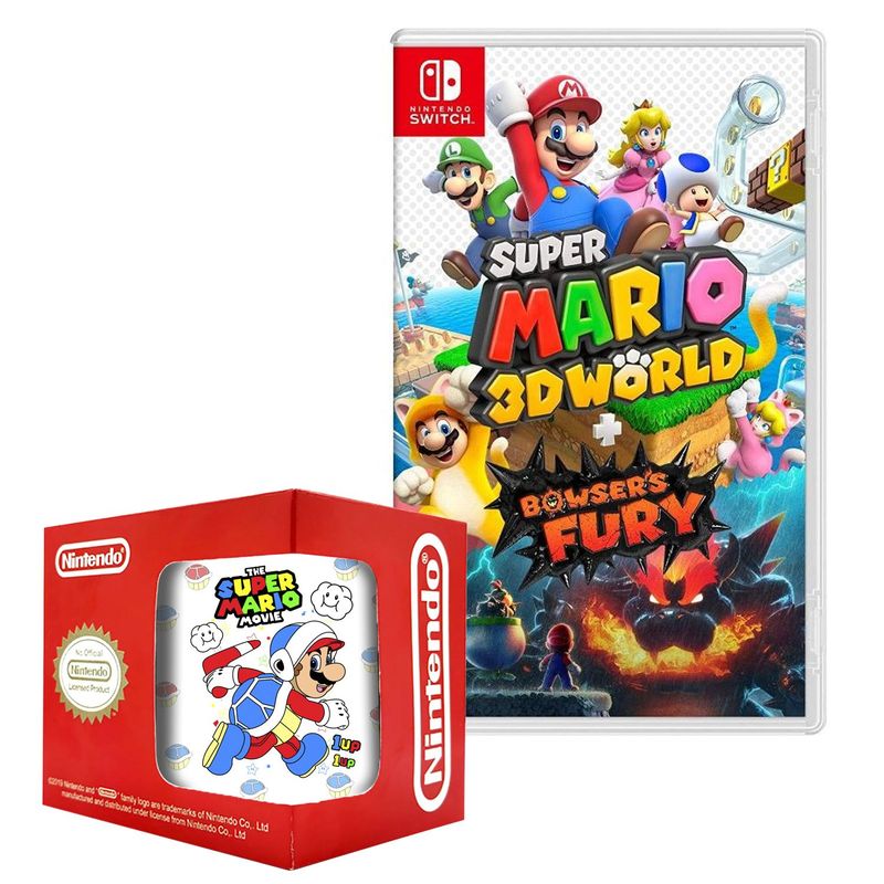 NINTENDO - Super mario 3d world bowsers fury nintendo switch  +taza