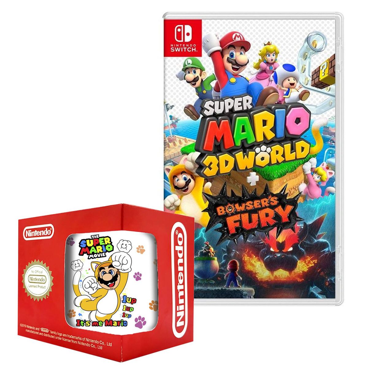 NINTENDO - Super mario 3d world bowsers fury nintendo switch  +taza