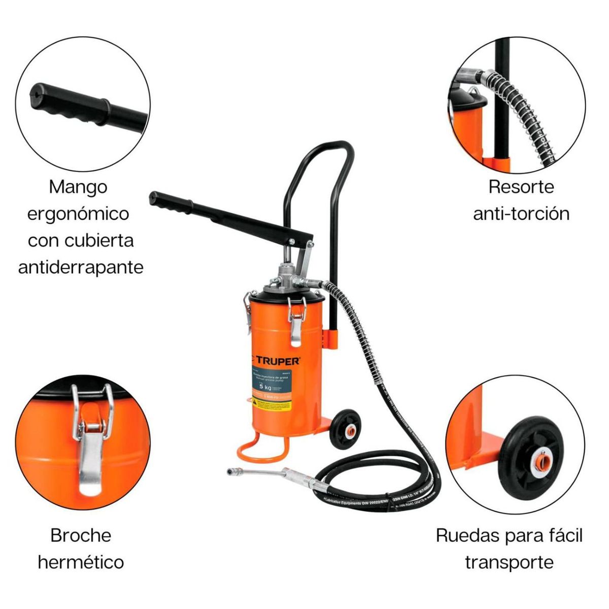 TRUPER - Bomba inyectora de grasa 5kg Truper