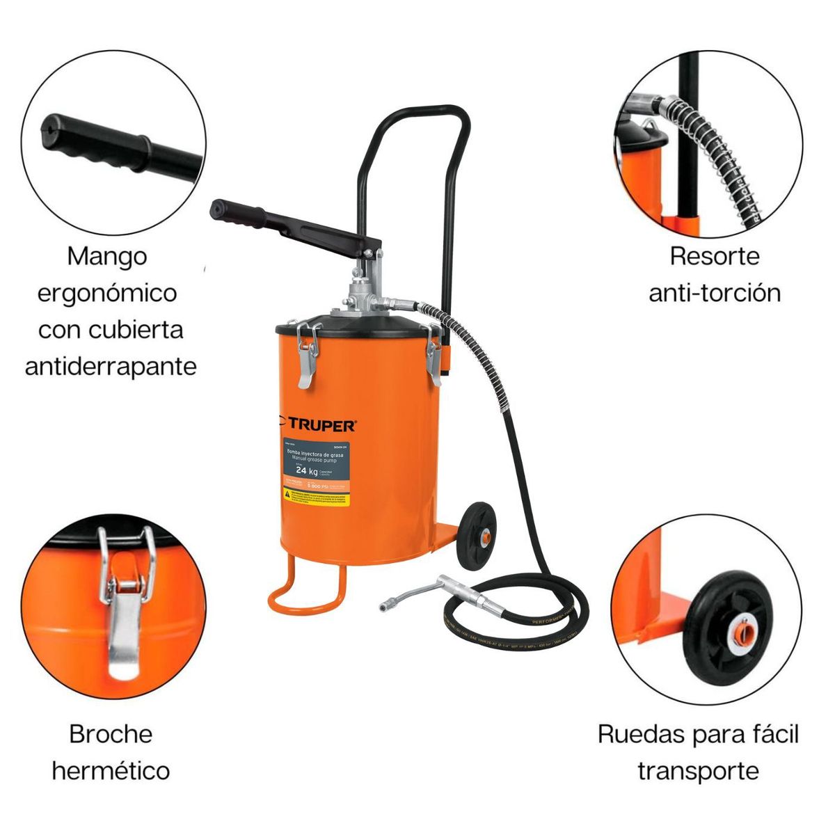 TRUPER - Bomba Inyectora de grasa 24 Kg Truper