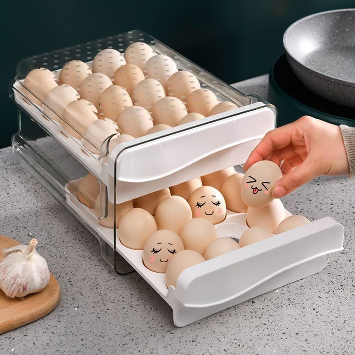 OEM - Organizador De Huevos 2 Niveles 32 Unidades - Porta Huevos