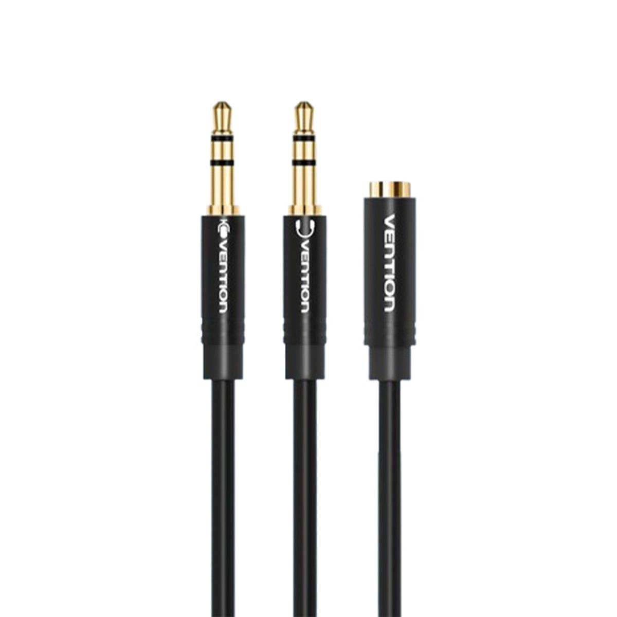 VENTION - Cable Auxiliar 2 Machos - 1 Hembra Trrs Audio & Microfono Pc