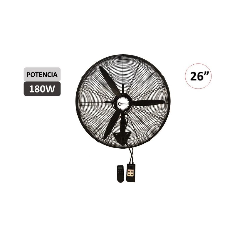 TREVELY - Ventilador Industrial TREVELY 26 180W VT-27C Control Remoto - Negro