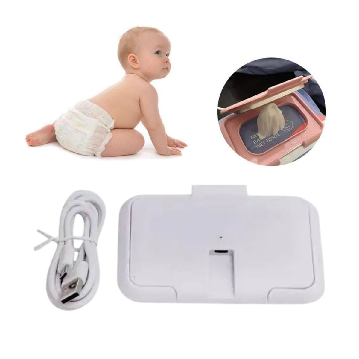 GENERICO - Calentador de Toallitas Bebes Blanquito