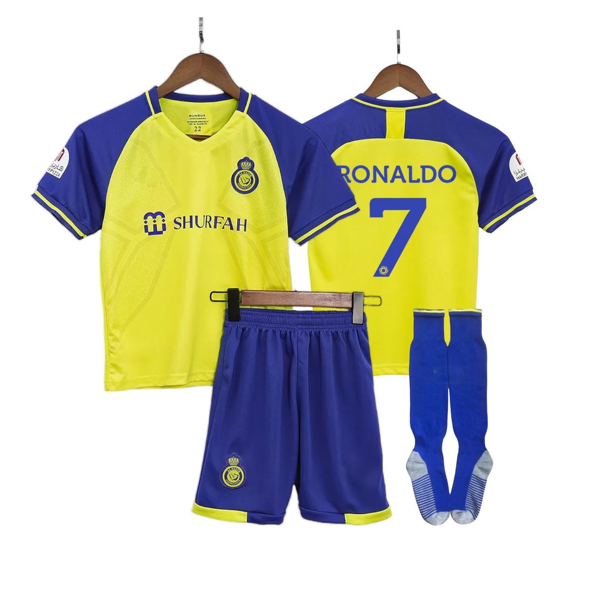 GENERICO - Conjunto Al Nassr Ronaldo CR7 camiseta short medias Niño