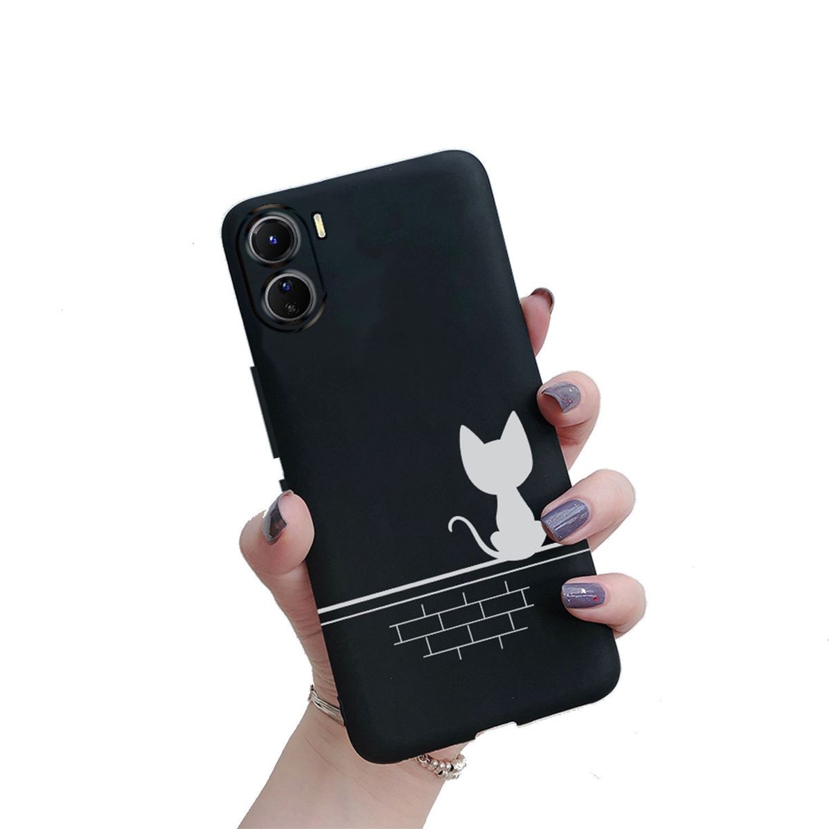 GENERICO - Funda Protector Case VIVO Y16 - SILUETA GATO NEGRO