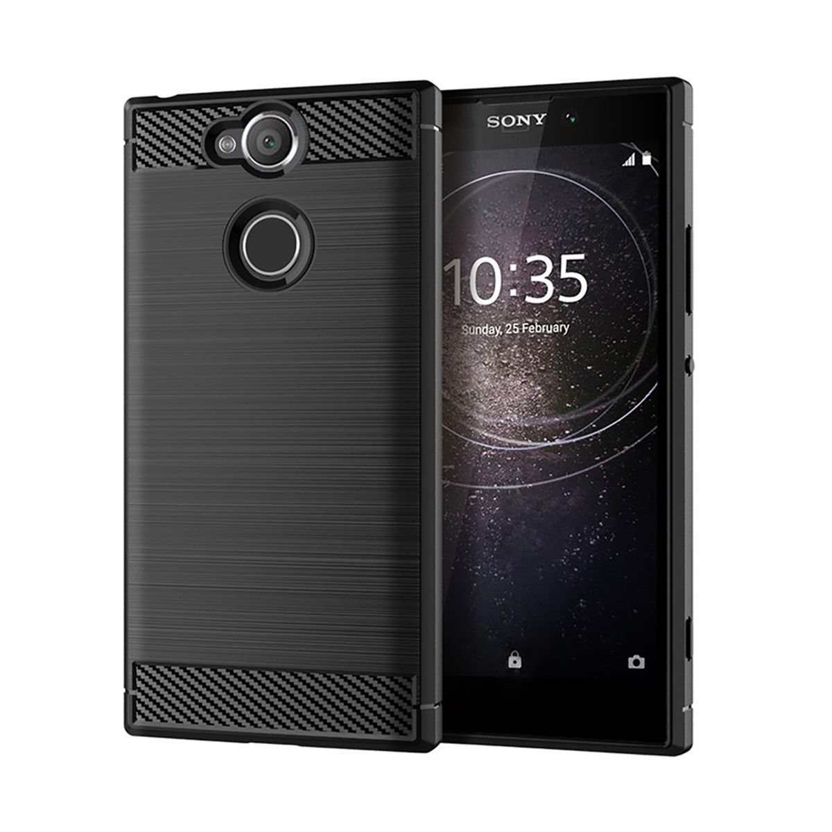 GENERICO - Case Funda Silicona Fibra De Carbono SONY XPERIA XA2 ULTRA - Negro