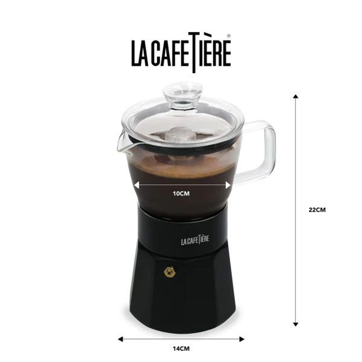 LA CAFETIERE - Cafetera Italiana Verona BLACK vidrio espresso X 240ml LA CAFETIERE